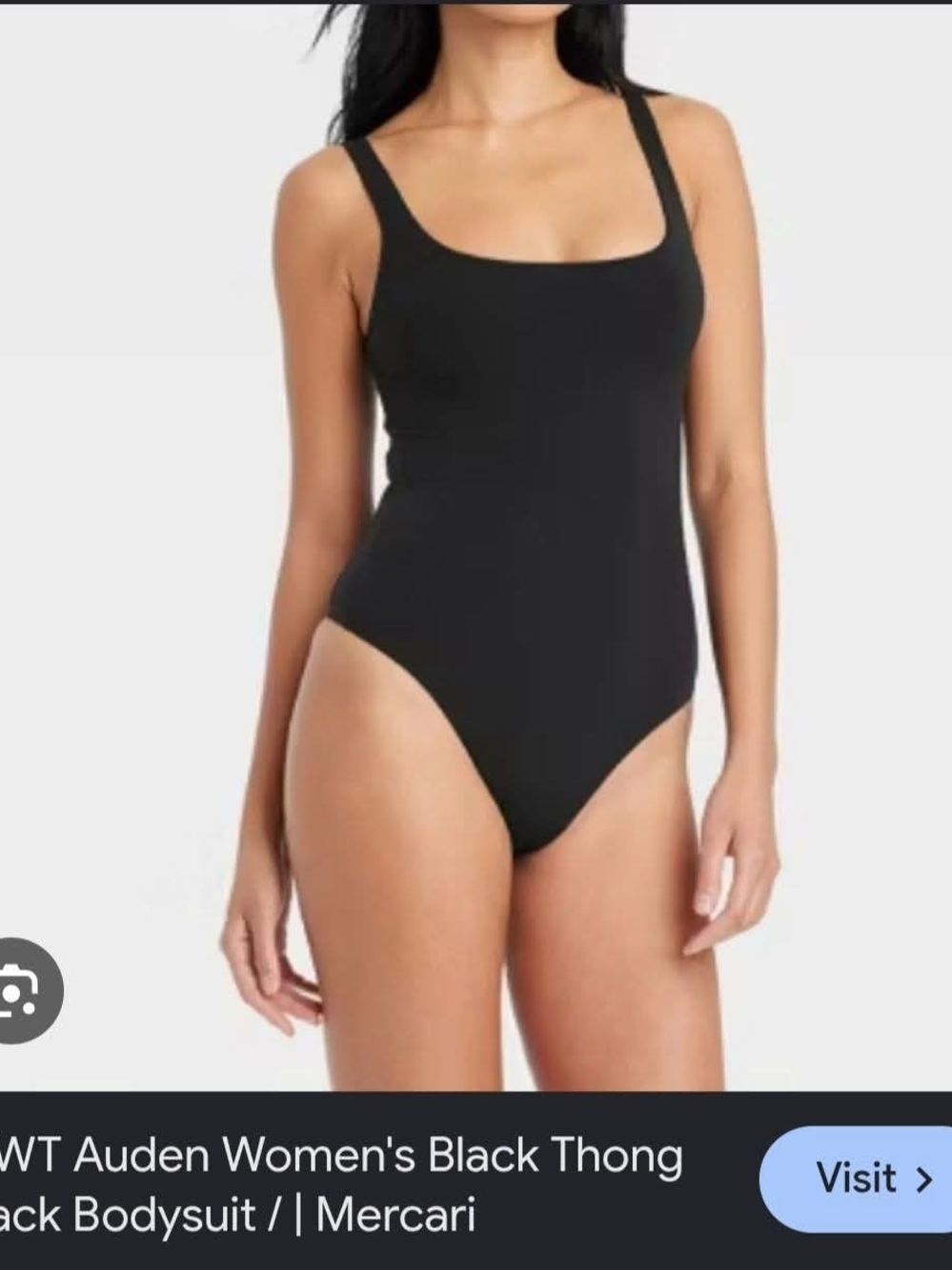 Auden Black Scoop-Neck One-Piece Bodysuit-Thong Back